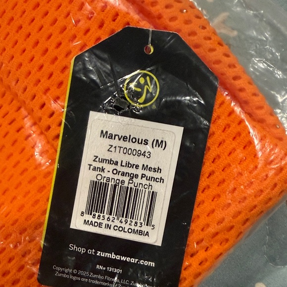Zumba Fitness Orange Mesh Sleeveless Top - Picture 4 of 4